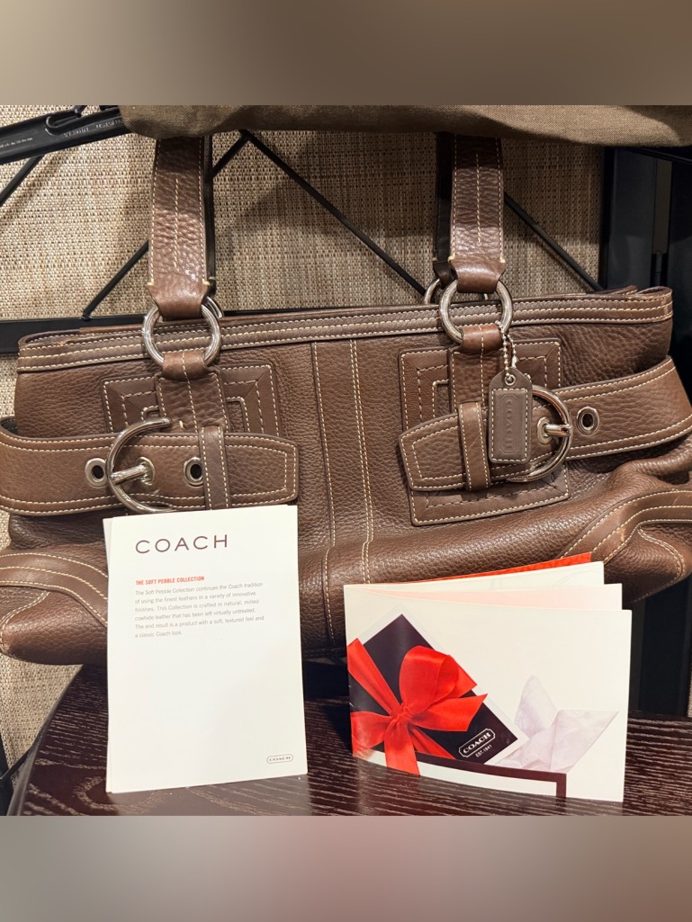Coach Legacy Satchel Buckle Collection Dark Brown Leather w/ Dust Bag